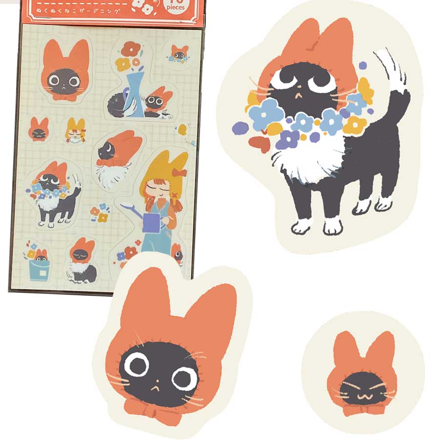 ステッカーシート「ぬくぬくねこガーデニング」